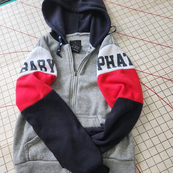 Vtg Baby Phat Y2K Cat Graphic Hoodie Jacket Gray Zip Teen Large Women Size Small - Picture 8 of 16